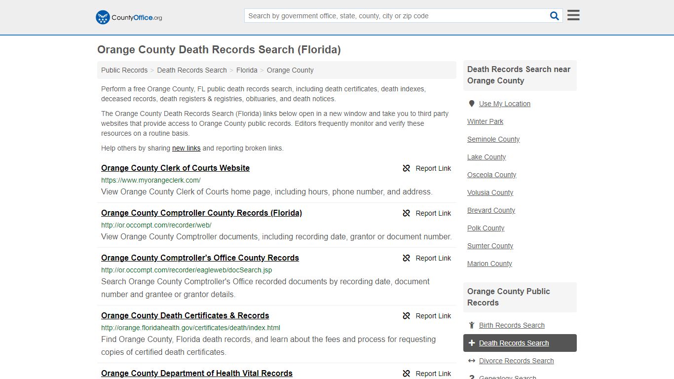 Death Records Search - Orange County, FL (Death ...