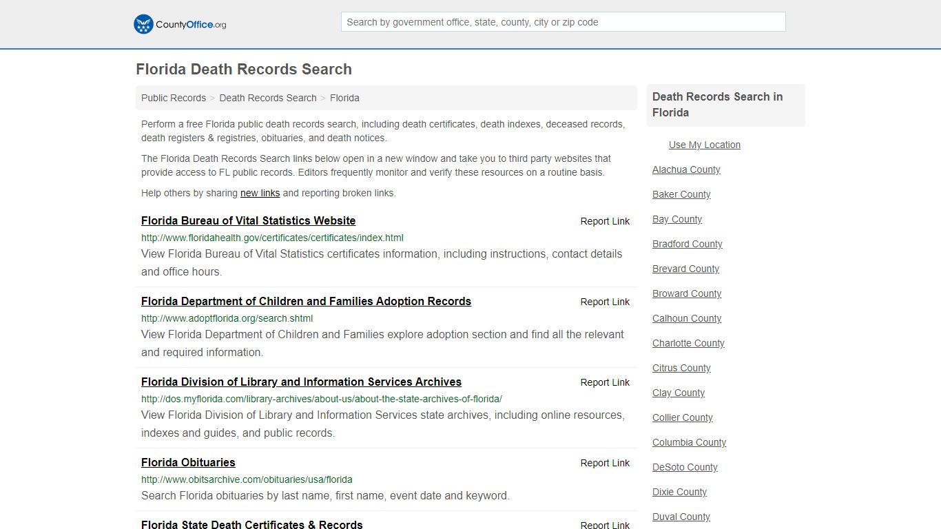 Death Records Search - Florida (Death Certificates & Indexes)