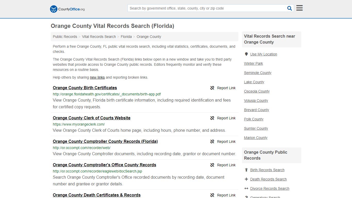 Vital Records Search - Orange County, FL (Birth, Death ...