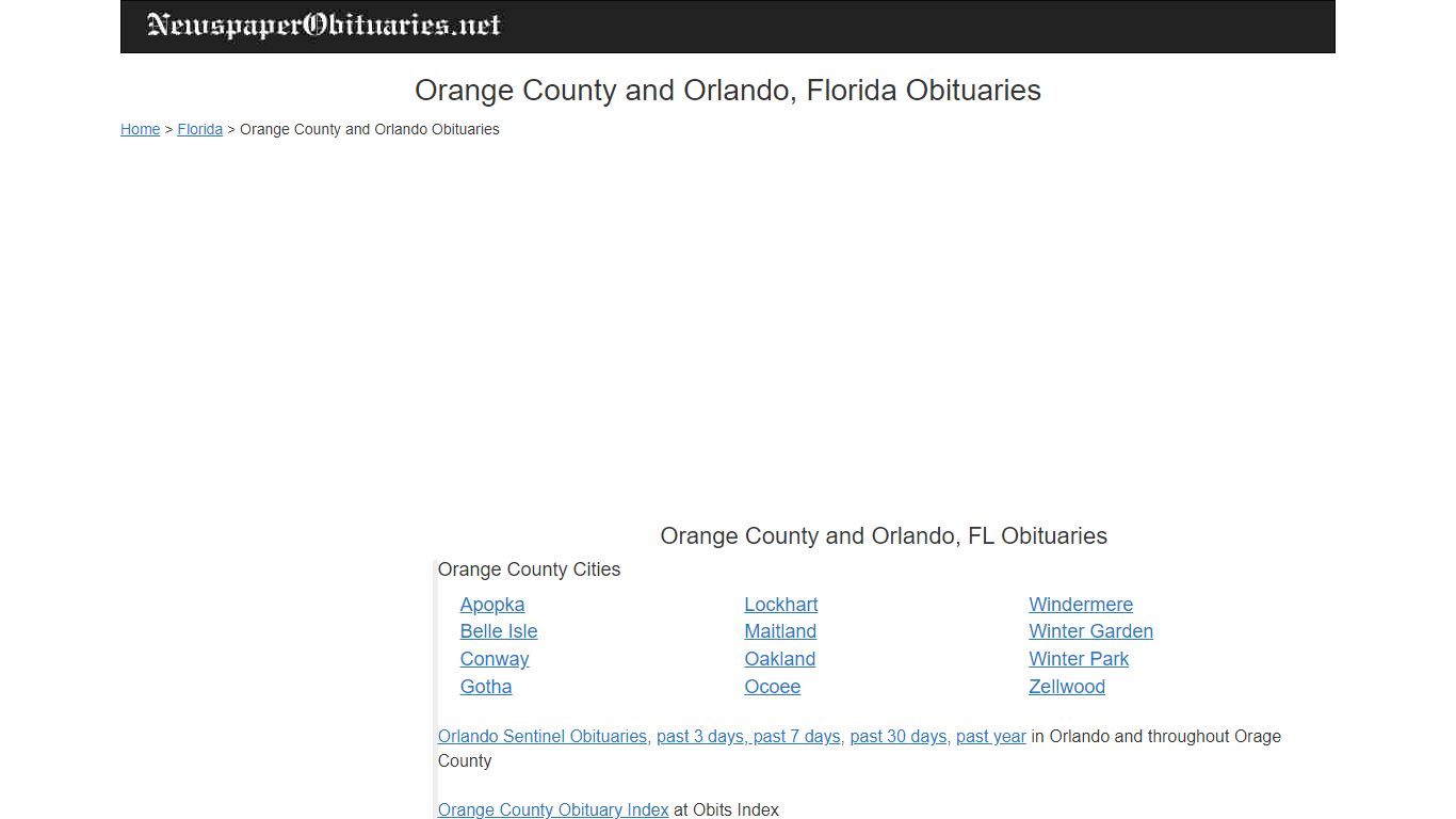 Orange County and Orlando,Florida Obituaries